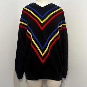 Vibrant V-Neck Sweater with Stripes